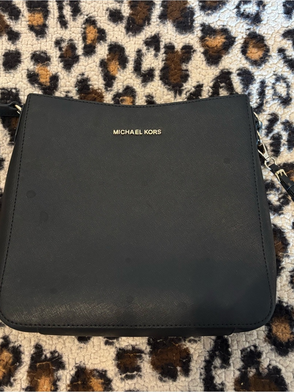 Michael Kors Black Crossbody Bag with Gold Logo